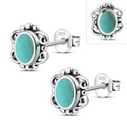 Turquoise Sterling Silver Stud Earrings, e371 